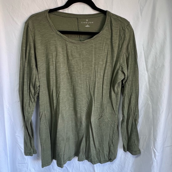 Set of 4 Caslon Long Sleeve Slubbed Cotton Tops -Black, Navy, Peach & Green - XL - Picture 6 of 11